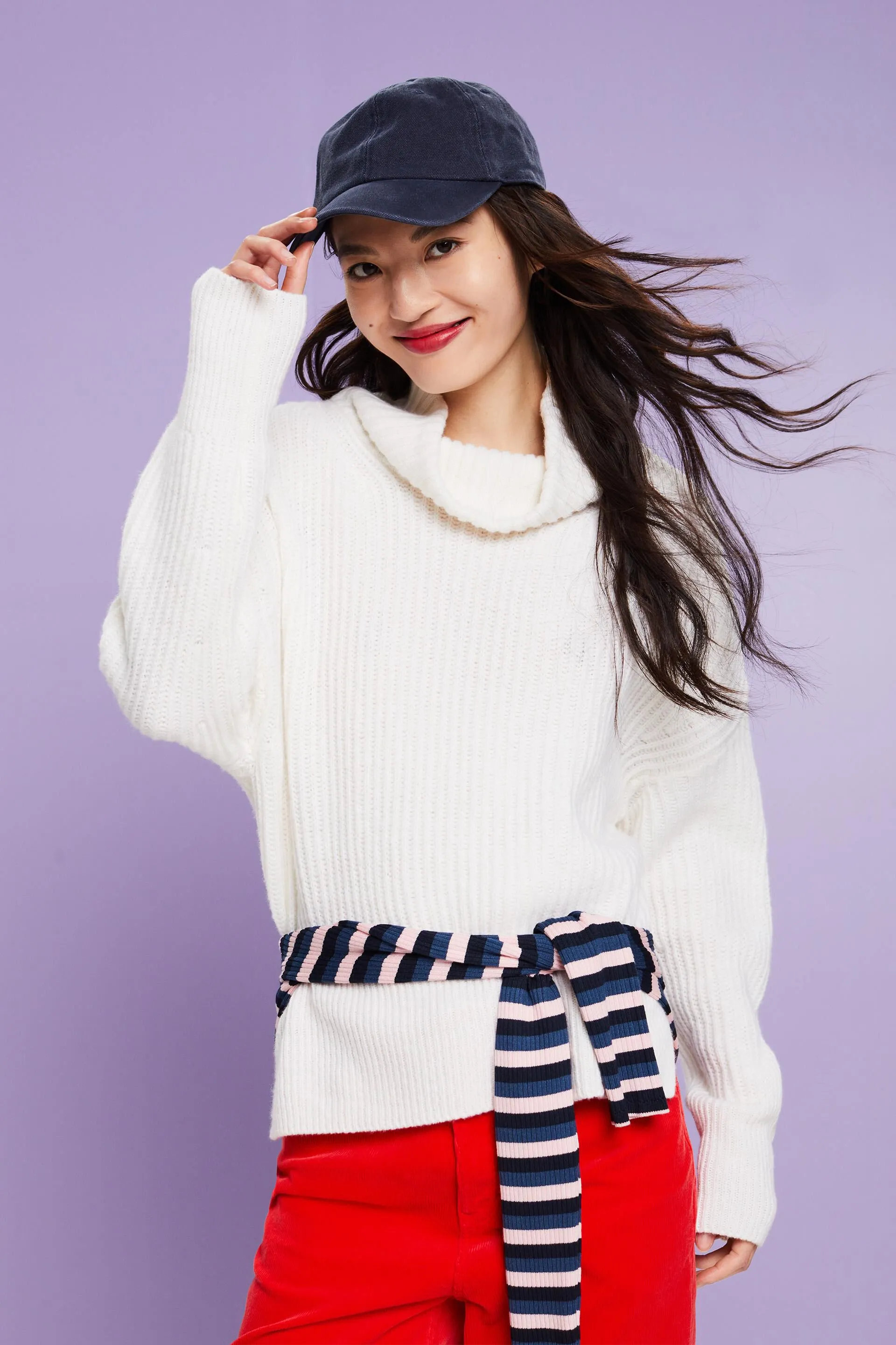 Pullover dolcevita in maglia a coste