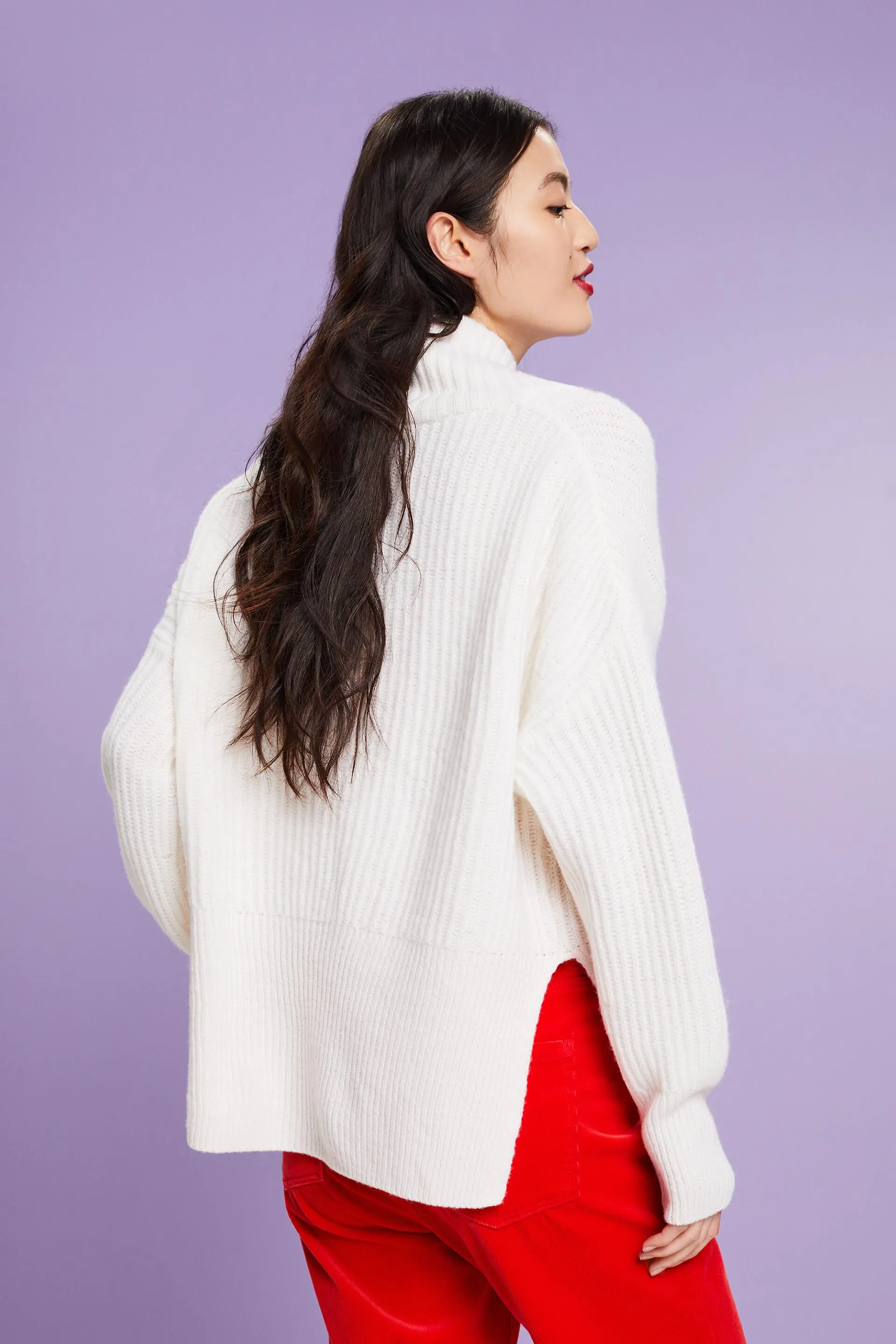 Pullover dolcevita in maglia a coste