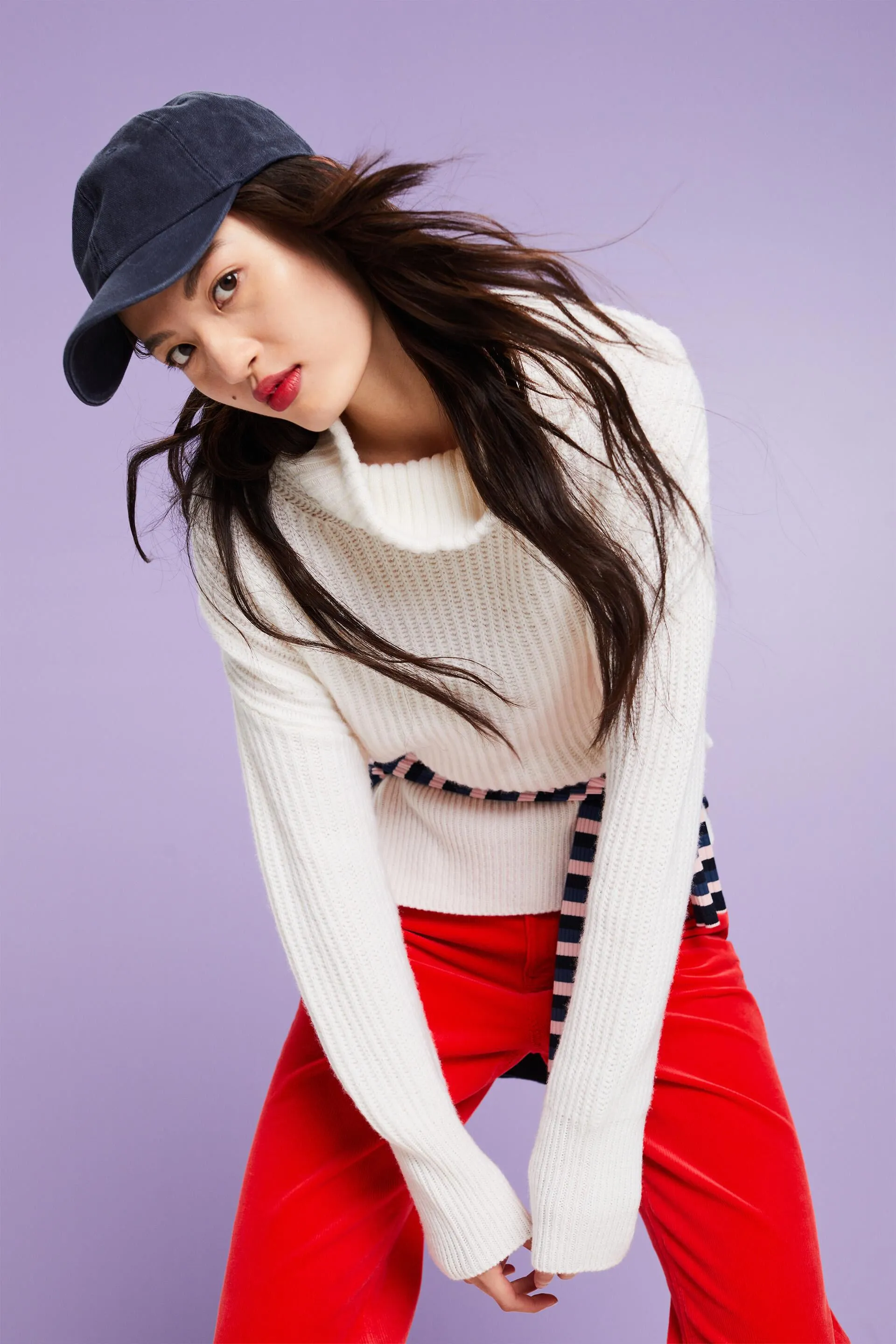 Pullover dolcevita in maglia a coste