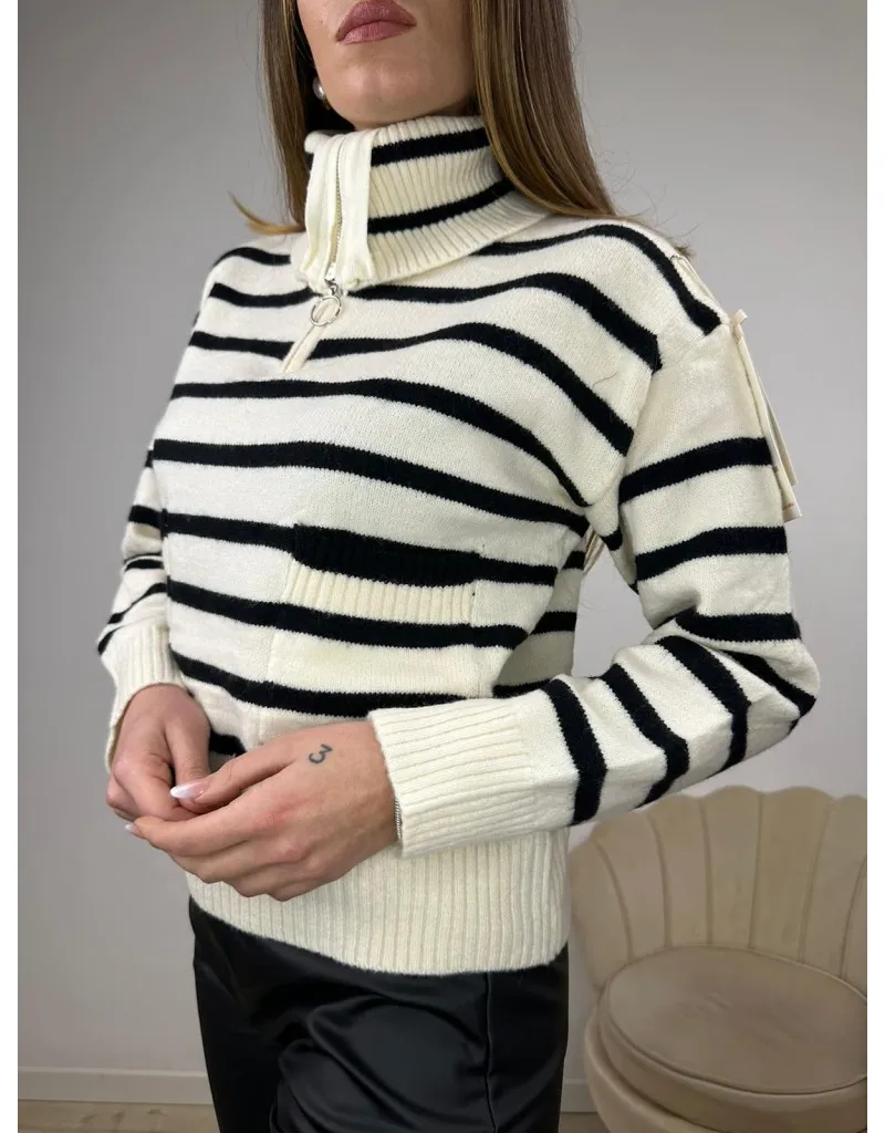 PULLOVER ILENIA BIANCO-NERO