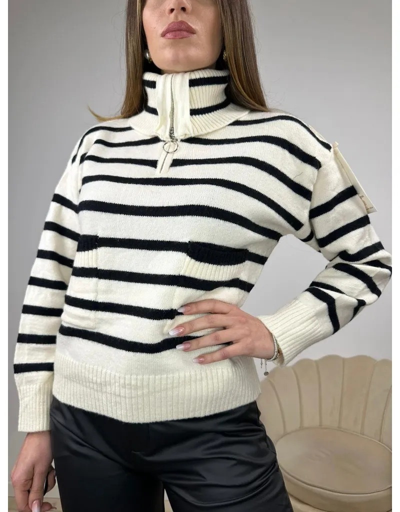 PULLOVER ILENIA BIANCO-NERO