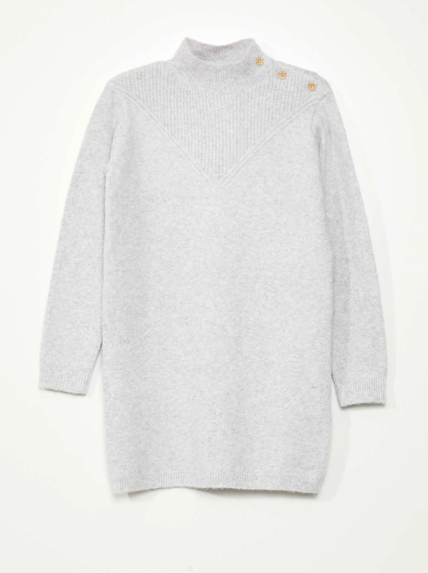 Pullover in maglia a collo alto - GRIGIO