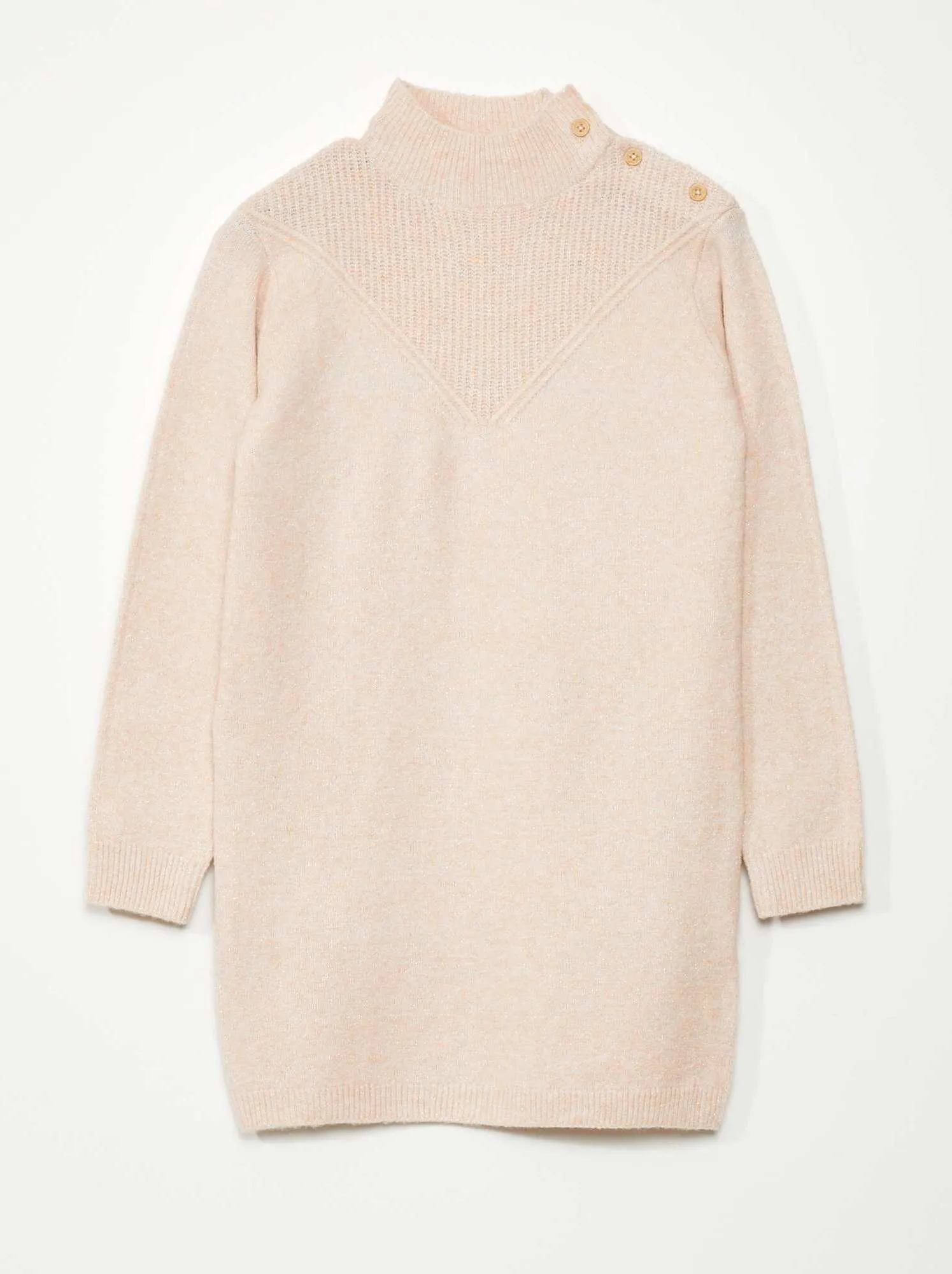 Pullover in maglia a collo alto - ROSA