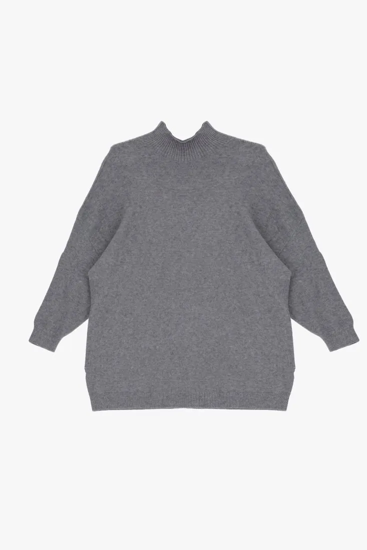 Pullover oversize monocolour a collo alto