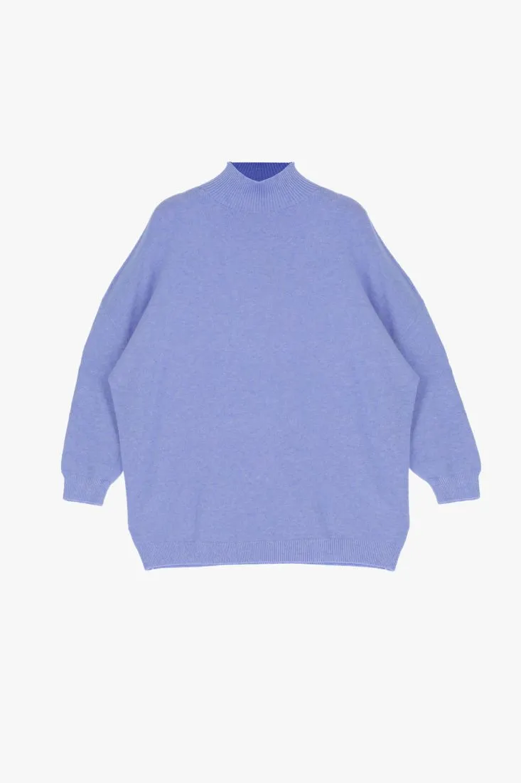 Pullover oversize monocolour a collo alto