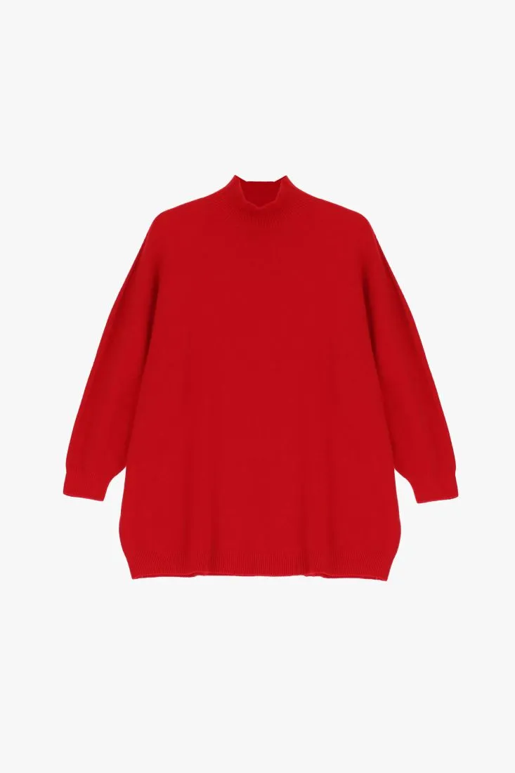Pullover oversize monocolour a collo alto