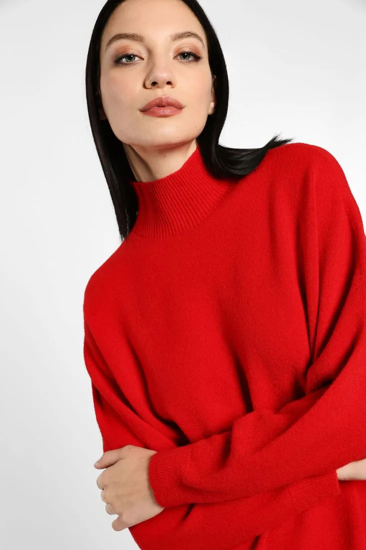Pullover oversize monocolour a collo alto