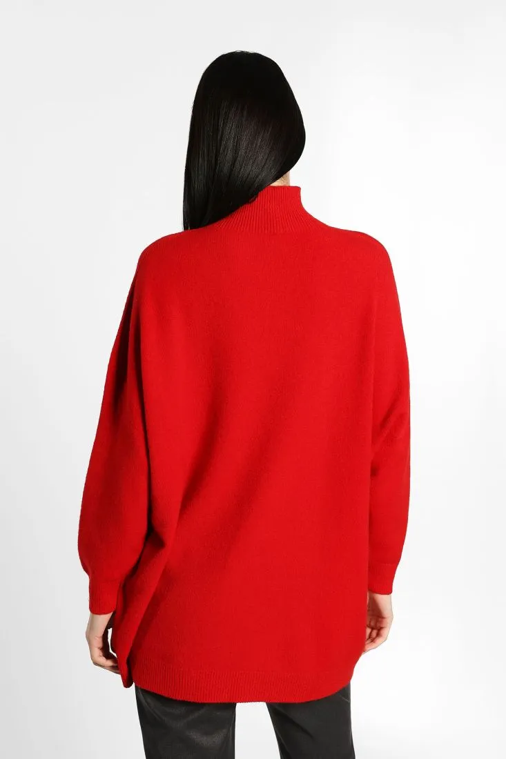 Pullover oversize monocolour a collo alto
