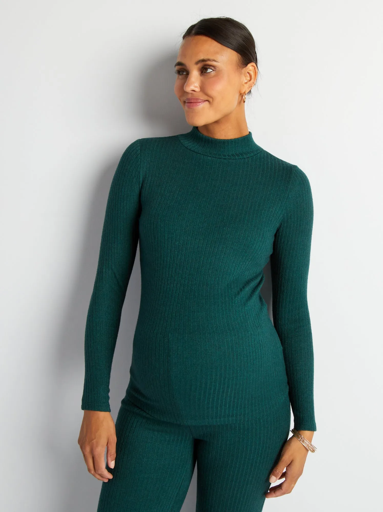 Pullover premaman a collo alto - VERDE