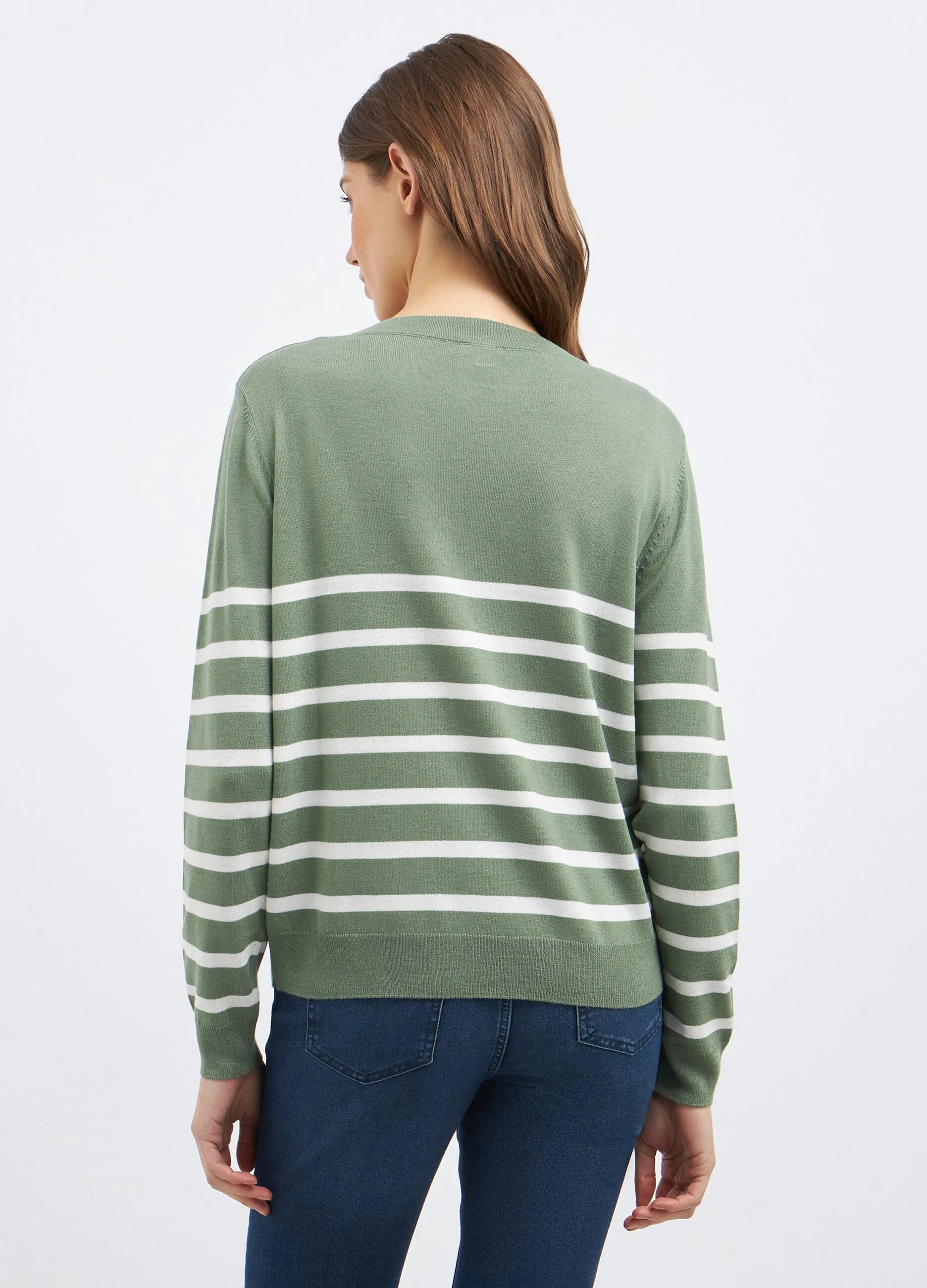 Pullover rigato in misto viscosa donna