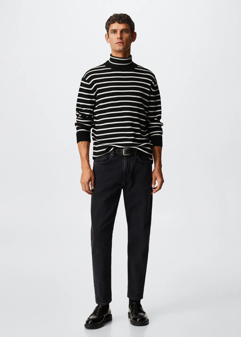 Pullover righe collo alto