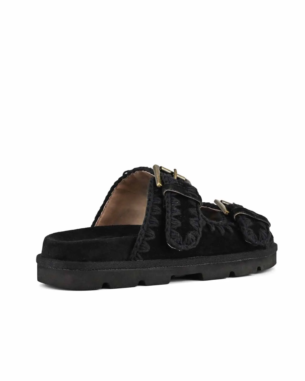 Sandalo Low Bio Two Buckles suede nero