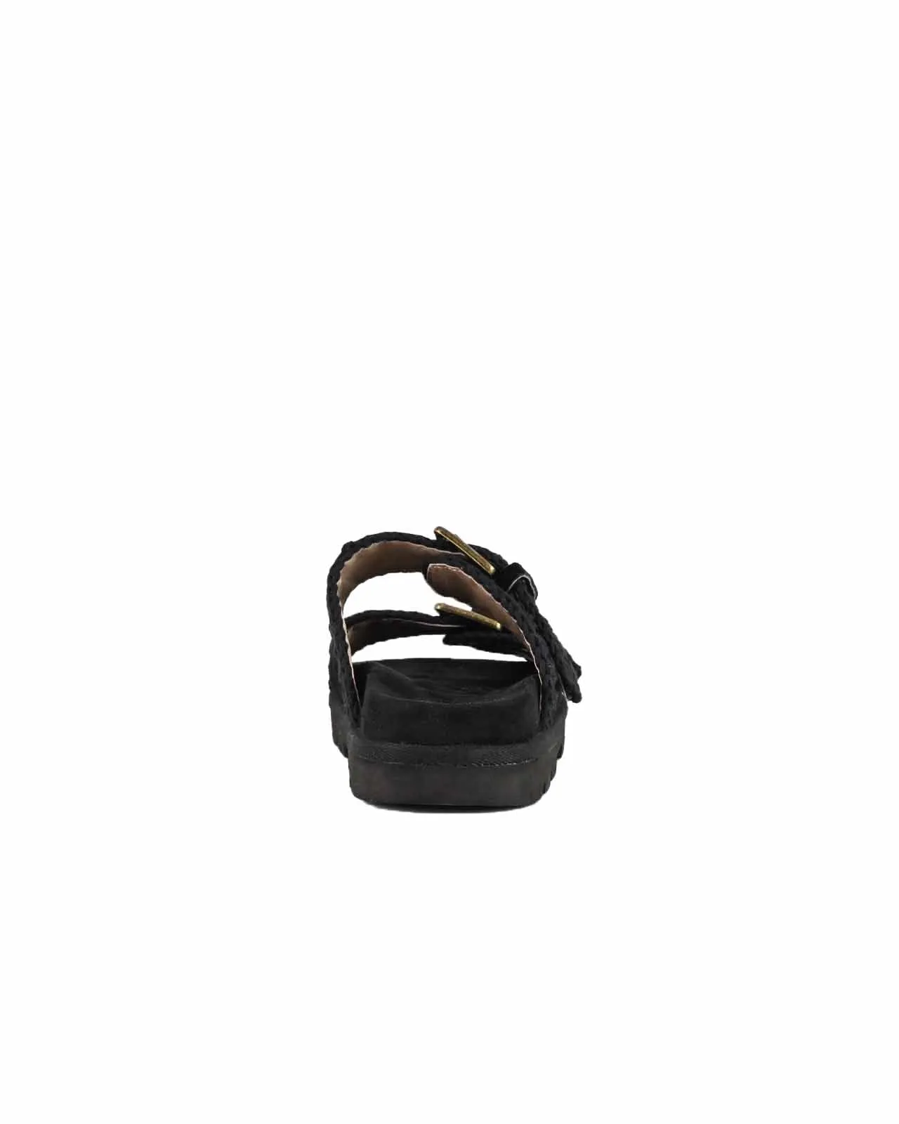 Sandalo Low Bio Two Buckles suede nero