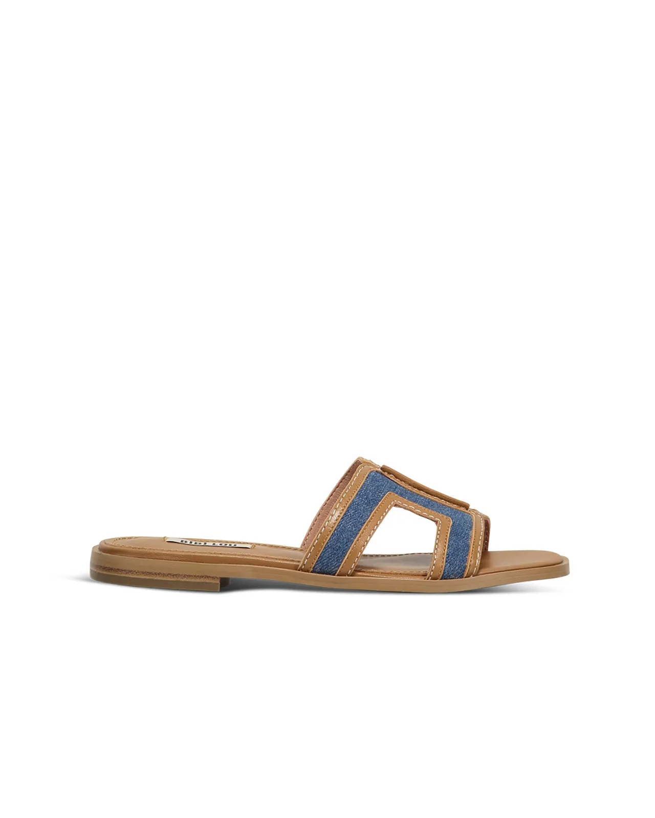 Sandalo pelle cuoio H denim