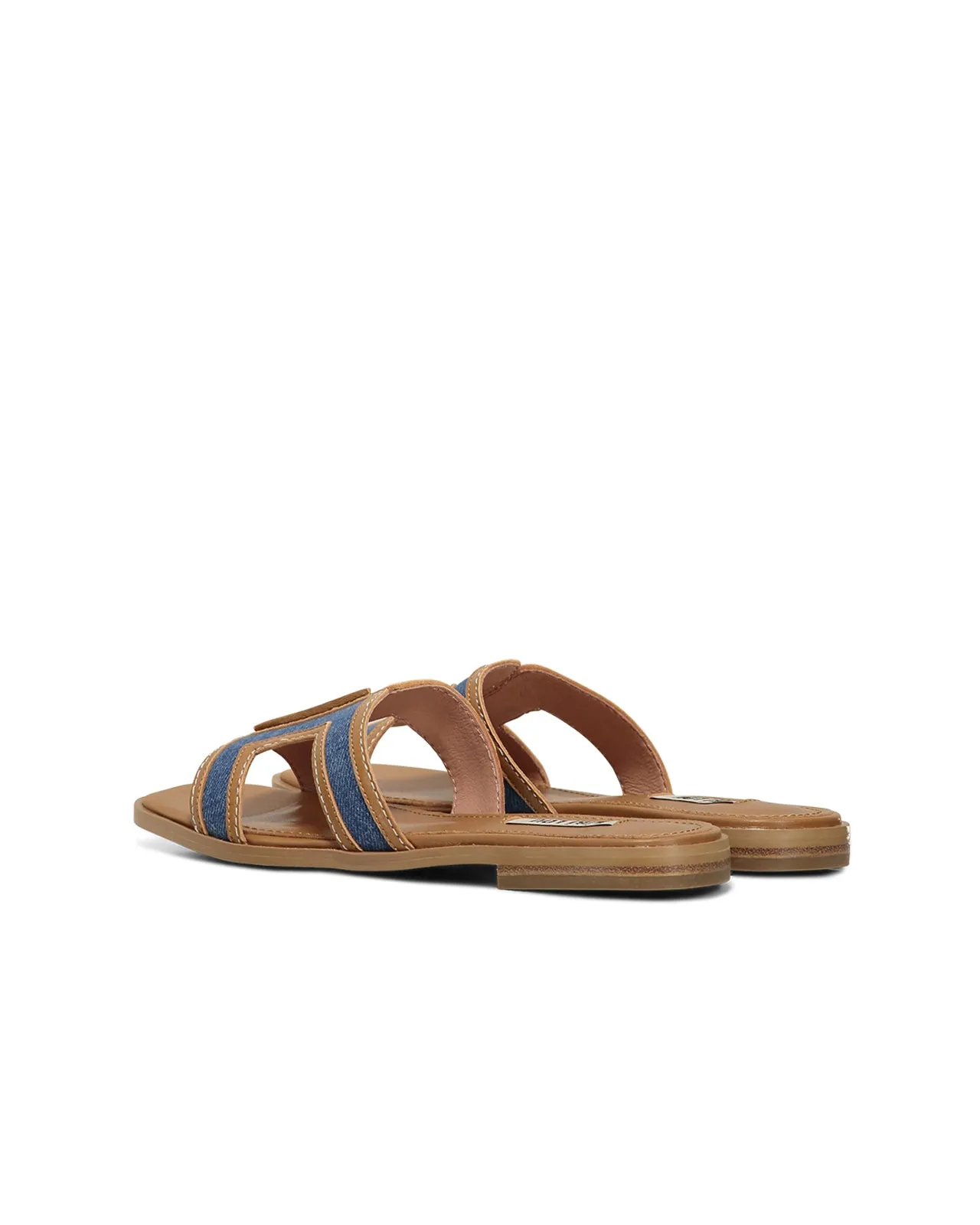 Sandalo pelle cuoio H denim