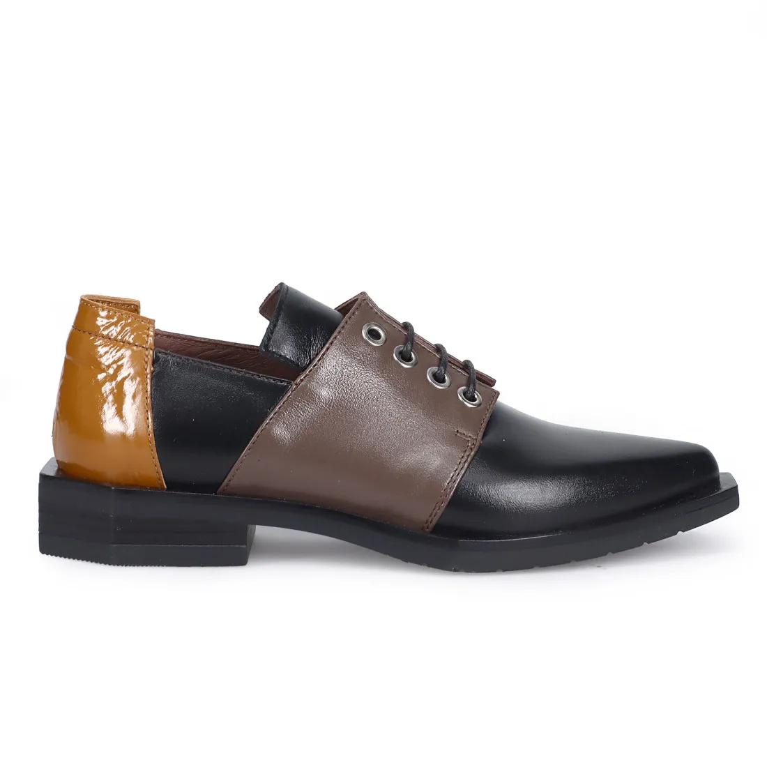 Scarpa da donna Le Bohemien ocra, nero e tortora in pelle