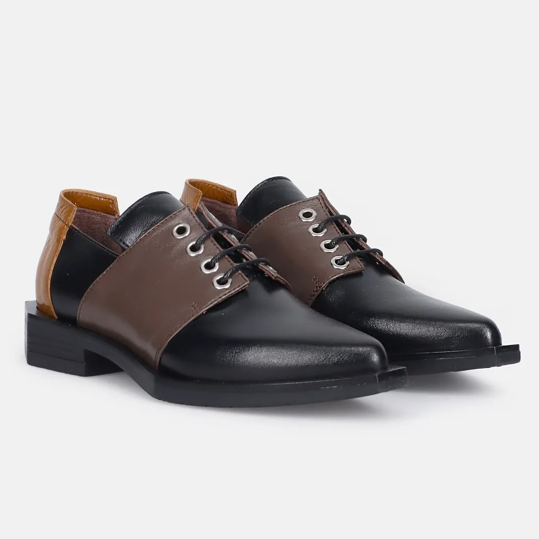 Scarpa da donna Le Bohemien ocra, nero e tortora in pelle