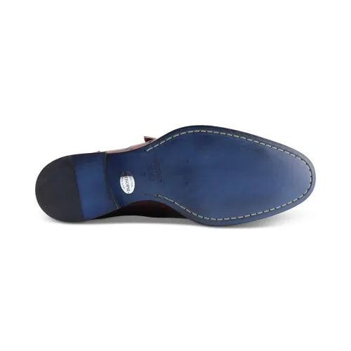 Scarpe con fibbia e frangia in pelle bordeaux