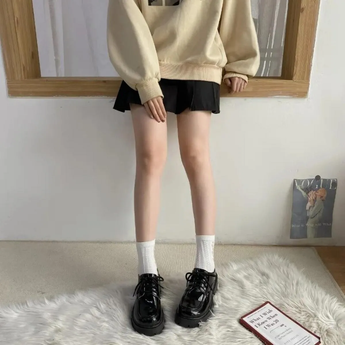 Scarpe con plateau Lolita Scarpe con plateau basse da ragazza nere Scarpe con plateau Mary Jane Scarpe nere