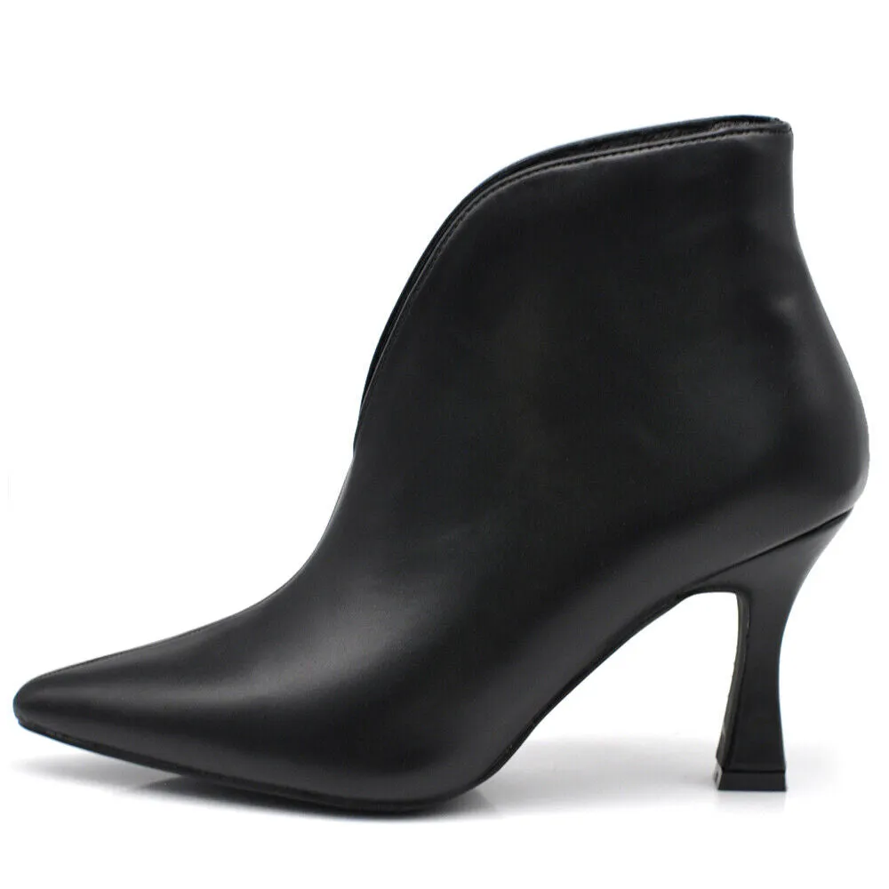 Scarpe Stivali Stivaletti Tronchetto Da Donna Con scollo a V Tacco Punta 9624-2