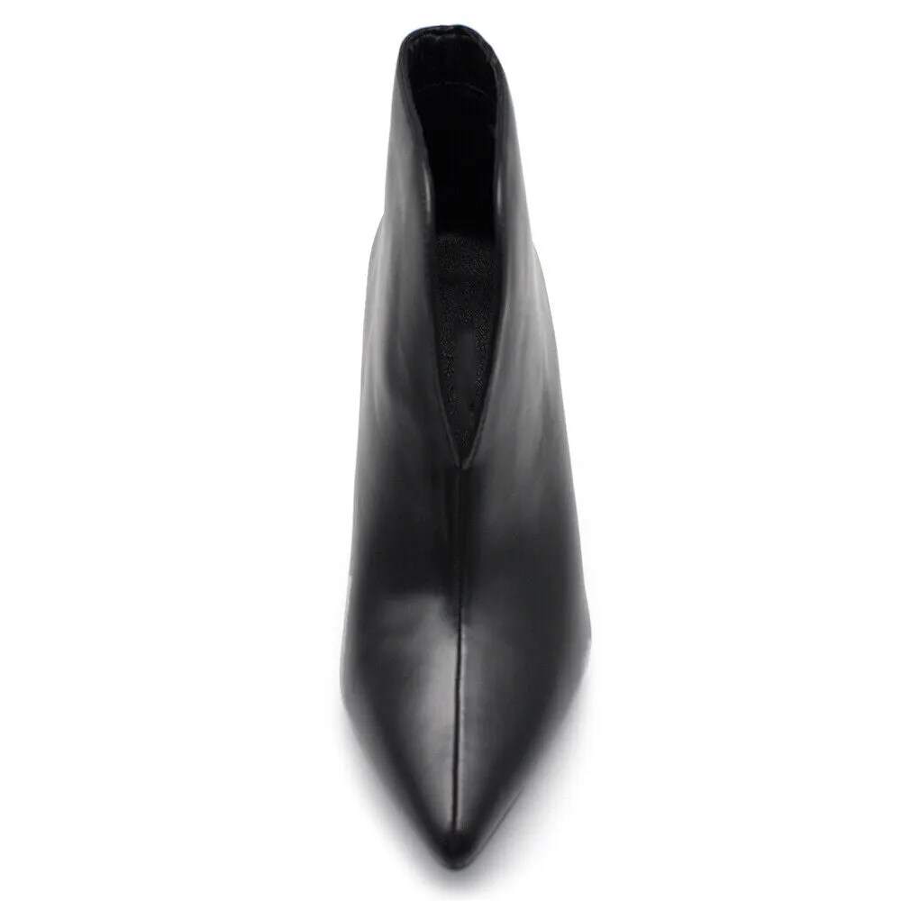 Scarpe Stivali Stivaletti Tronchetto Da Donna Con scollo a V Tacco Punta 9624-2