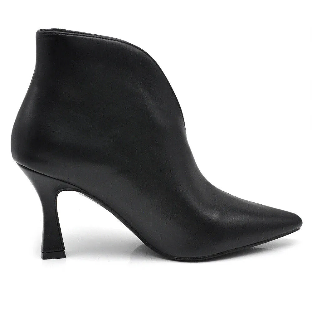 Scarpe Stivali Stivaletti Tronchetto Da Donna Con scollo a V Tacco Punta 9624-2