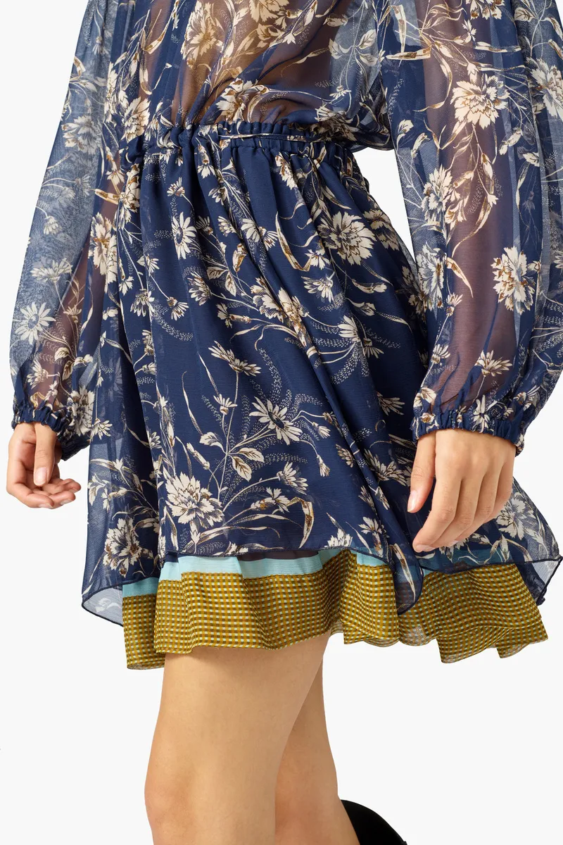 SEMICOUTURE Abito scollo V stampa fiori