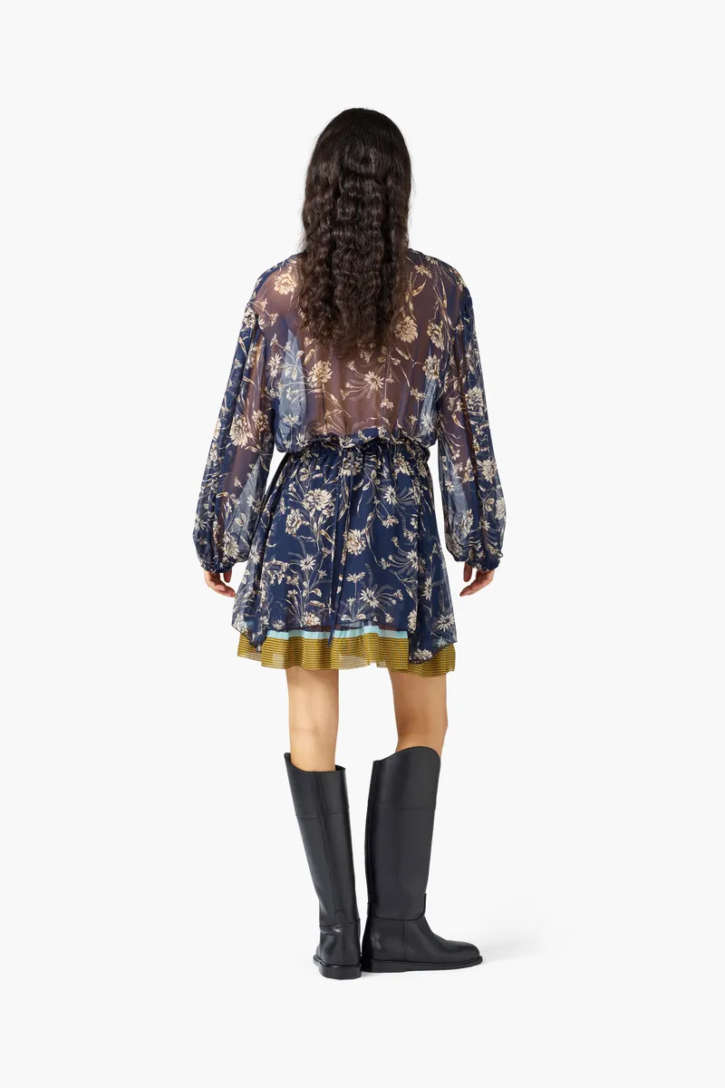 SEMICOUTURE Abito scollo V stampa fiori