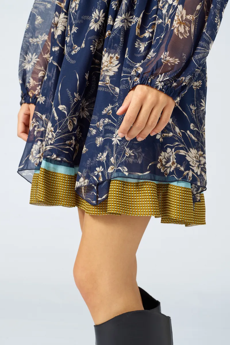 SEMICOUTURE Abito scollo V stampa fiori