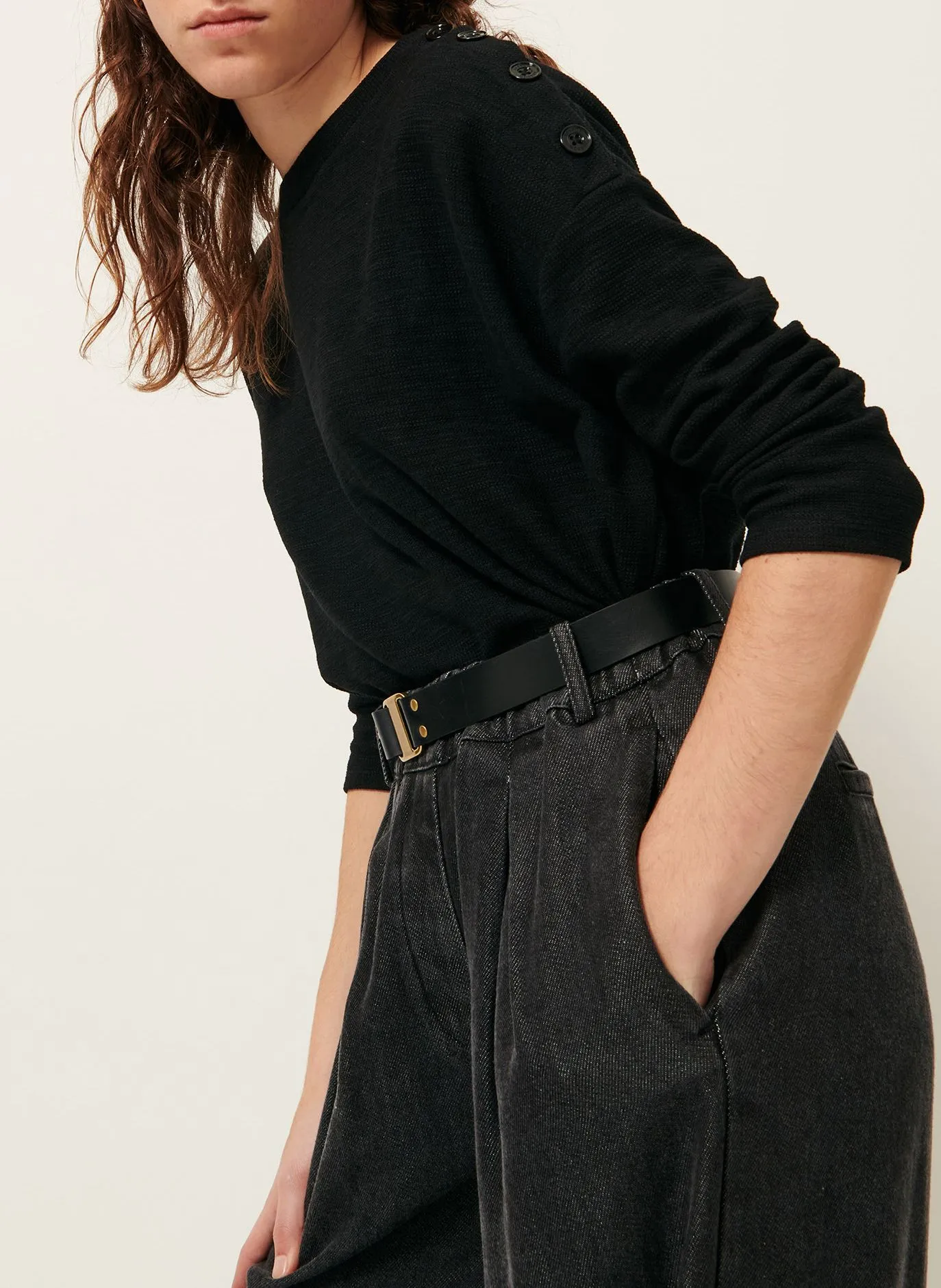  SESSUN   AUSTIN - Maglione scollo tondo in misto cotone | Nero