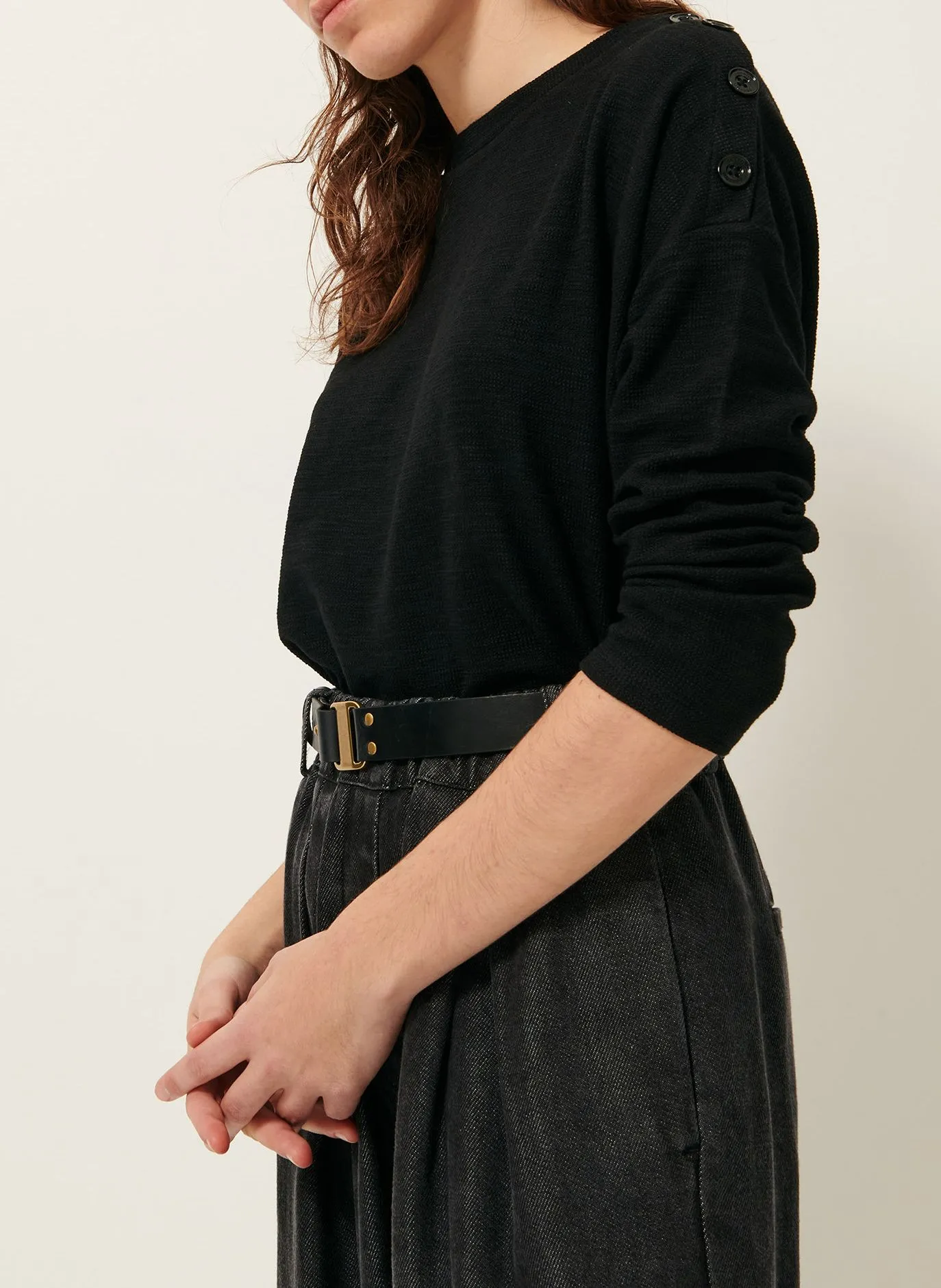  SESSUN   AUSTIN - Maglione scollo tondo in misto cotone | Nero