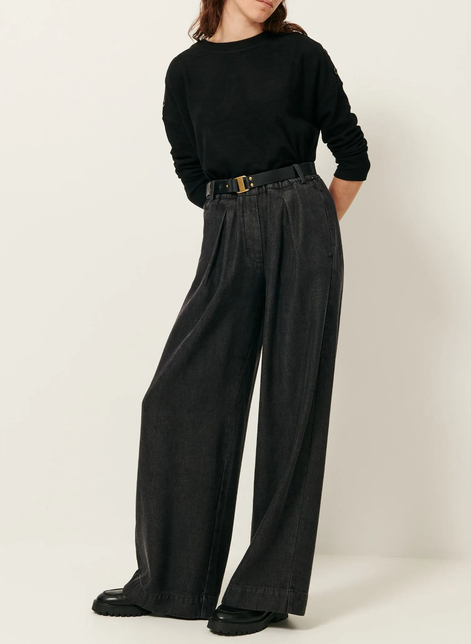  SESSUN   AUSTIN - Maglione scollo tondo in misto cotone | Nero