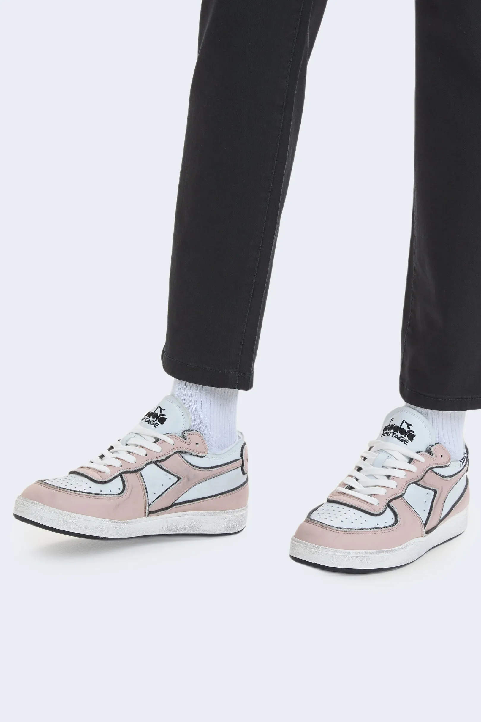 Sneakers Diadora Heritage mi basket row cut frame used Rosa