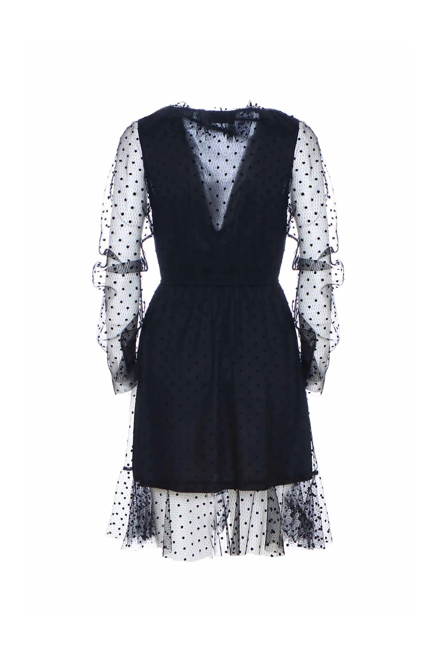 Soallure - ABITO CORTO TULLE POIS FLOCK Black