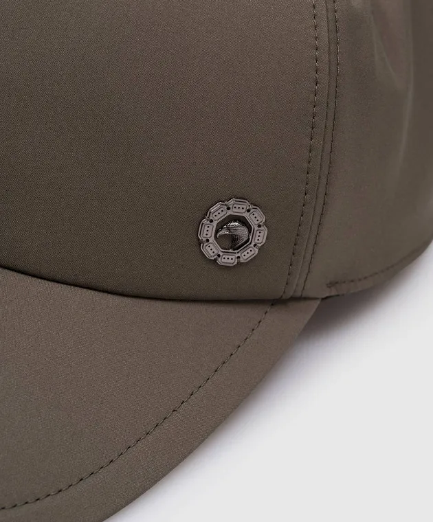 Stefano Ricci Berretto verde con logo in metallo a forma di testa d'aquila MCV430019EPL001H