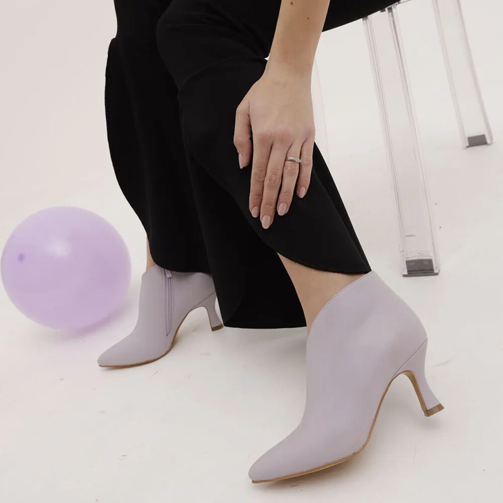 Stivaletti Donna Tronchetti da Donna A Punta Tacco Fino MP413-9 nero beige lilla