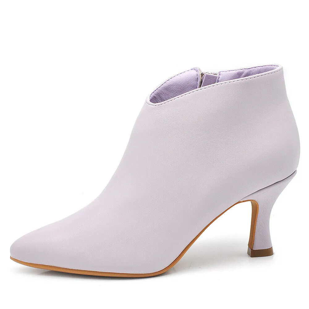 Stivaletti Donna Tronchetti da Donna A Punta Tacco Fino MP413-9 nero beige lilla