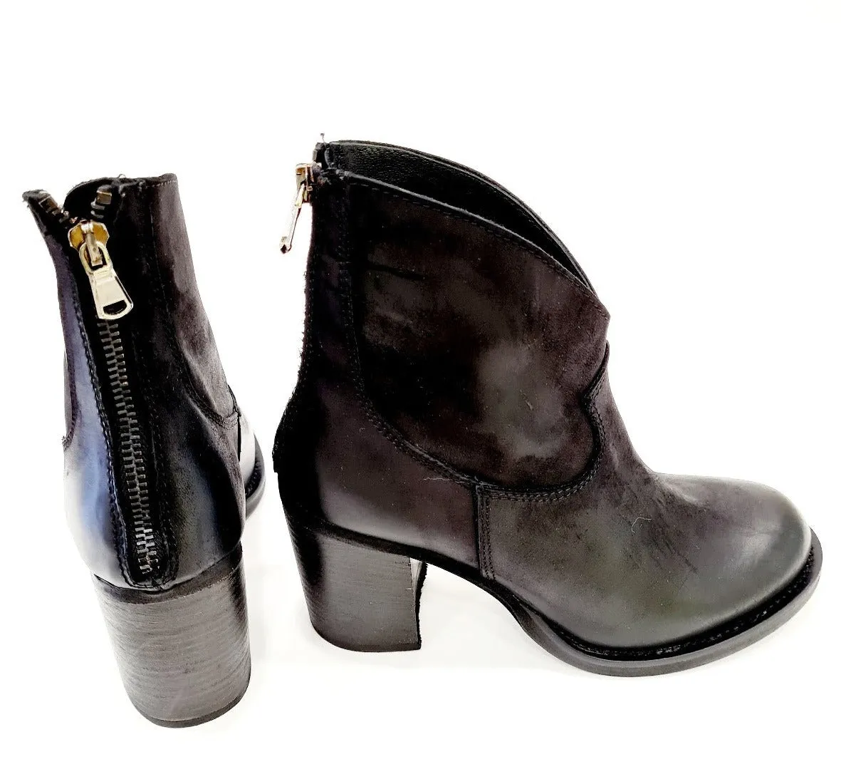 TATTOO STIVALETTO  TACCO 9 CM PELLE CROSTA BLACK RIF92