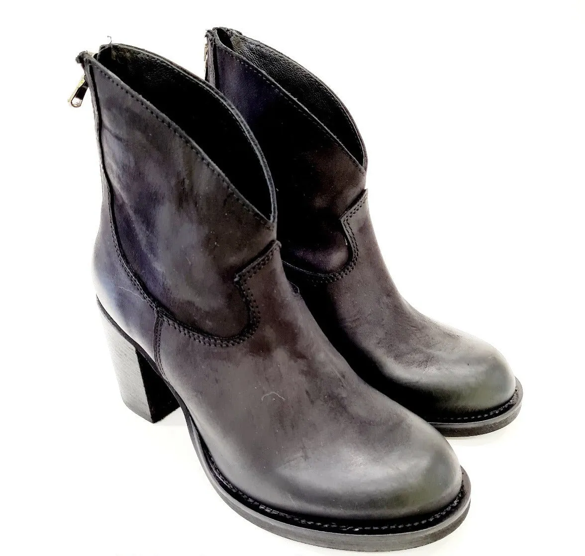 TATTOO STIVALETTO  TACCO 9 CM PELLE CROSTA BLACK RIF92
