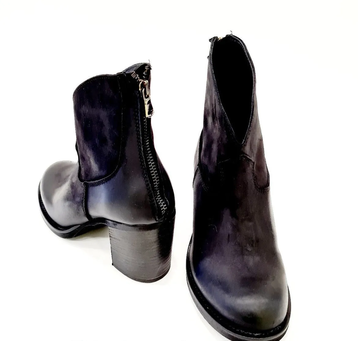 TATTOO STIVALETTO  TACCO 9 CM PELLE CROSTA BLACK RIF92