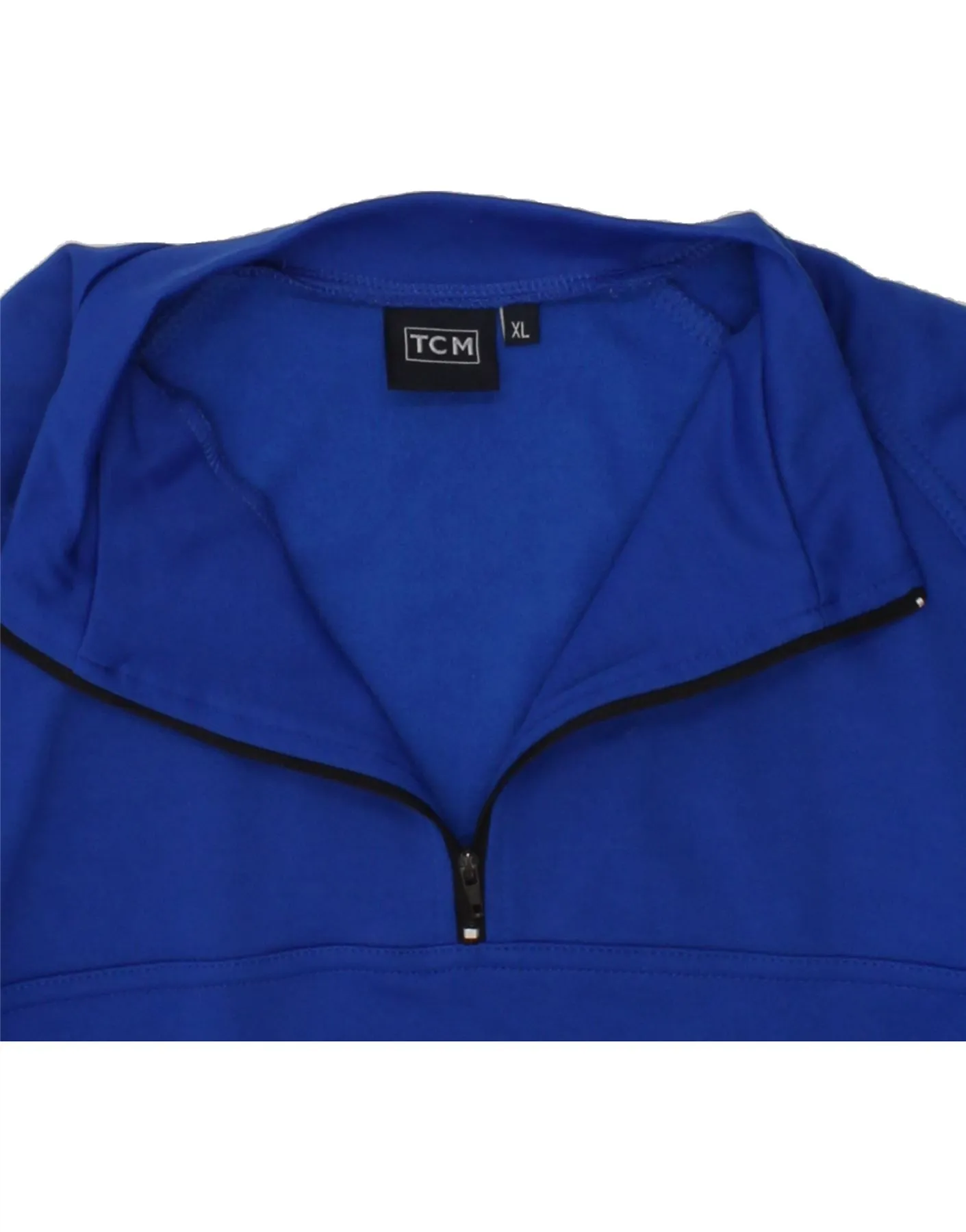 TCM Mens Zip Neck Pullover Tracksuit Top XL Blue Colourblock Polyester