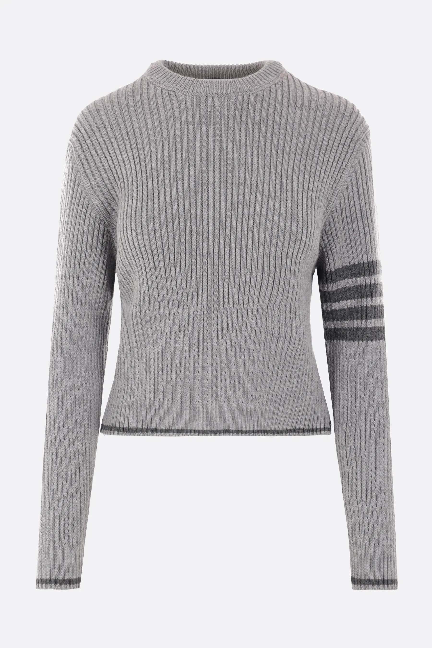 THOM BROWNE pullover cropped in lana a trecce