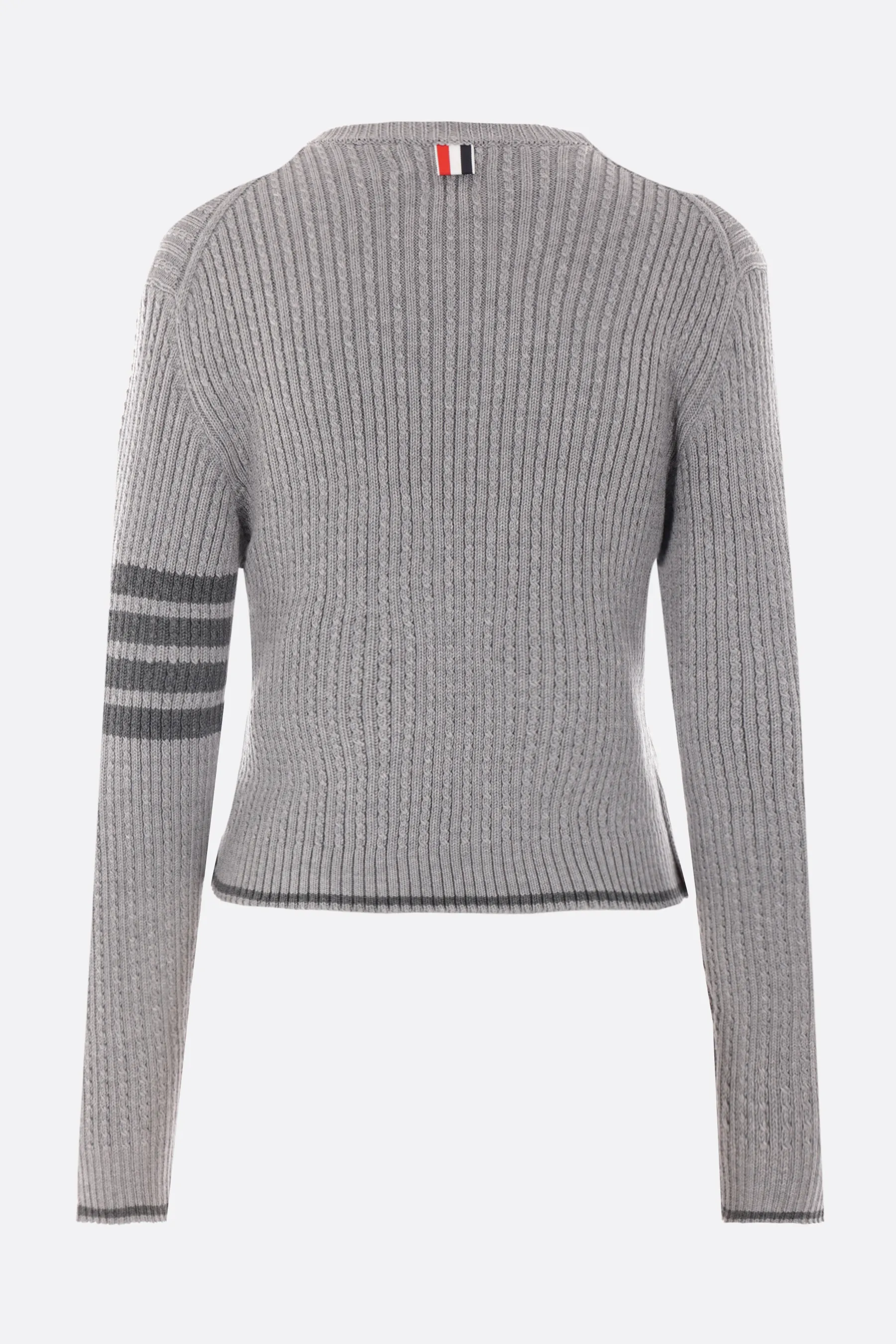 THOM BROWNE pullover cropped in lana a trecce