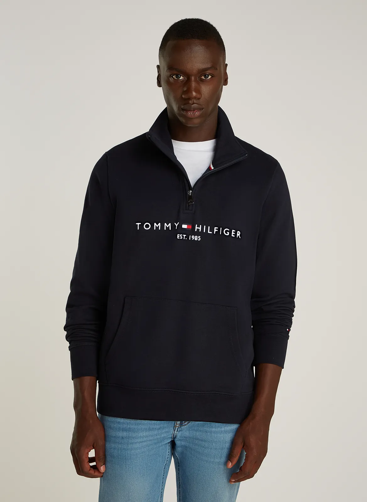  TOMMY HILFIGER   Maglione collo con zip in cotone bio | Blu
