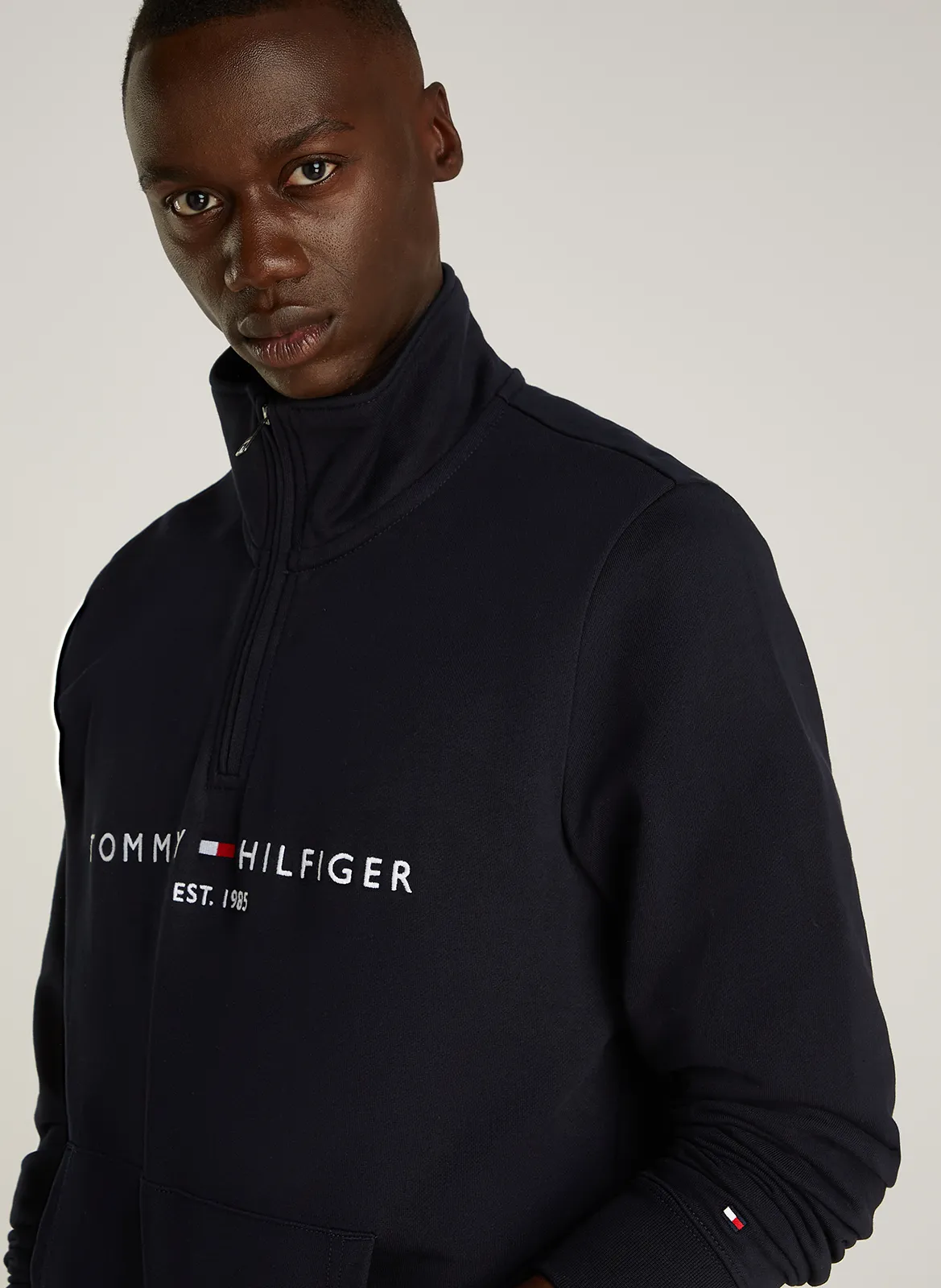  TOMMY HILFIGER   Maglione collo con zip in cotone bio | Blu