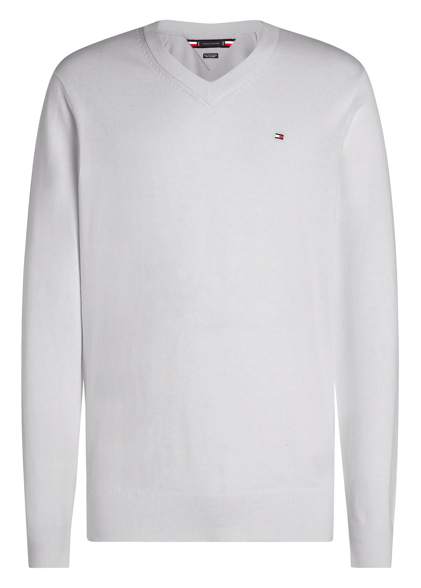  TOMMY HILFIGER   Maglione scollo a V regular fit in misto cotone bio | Grigio