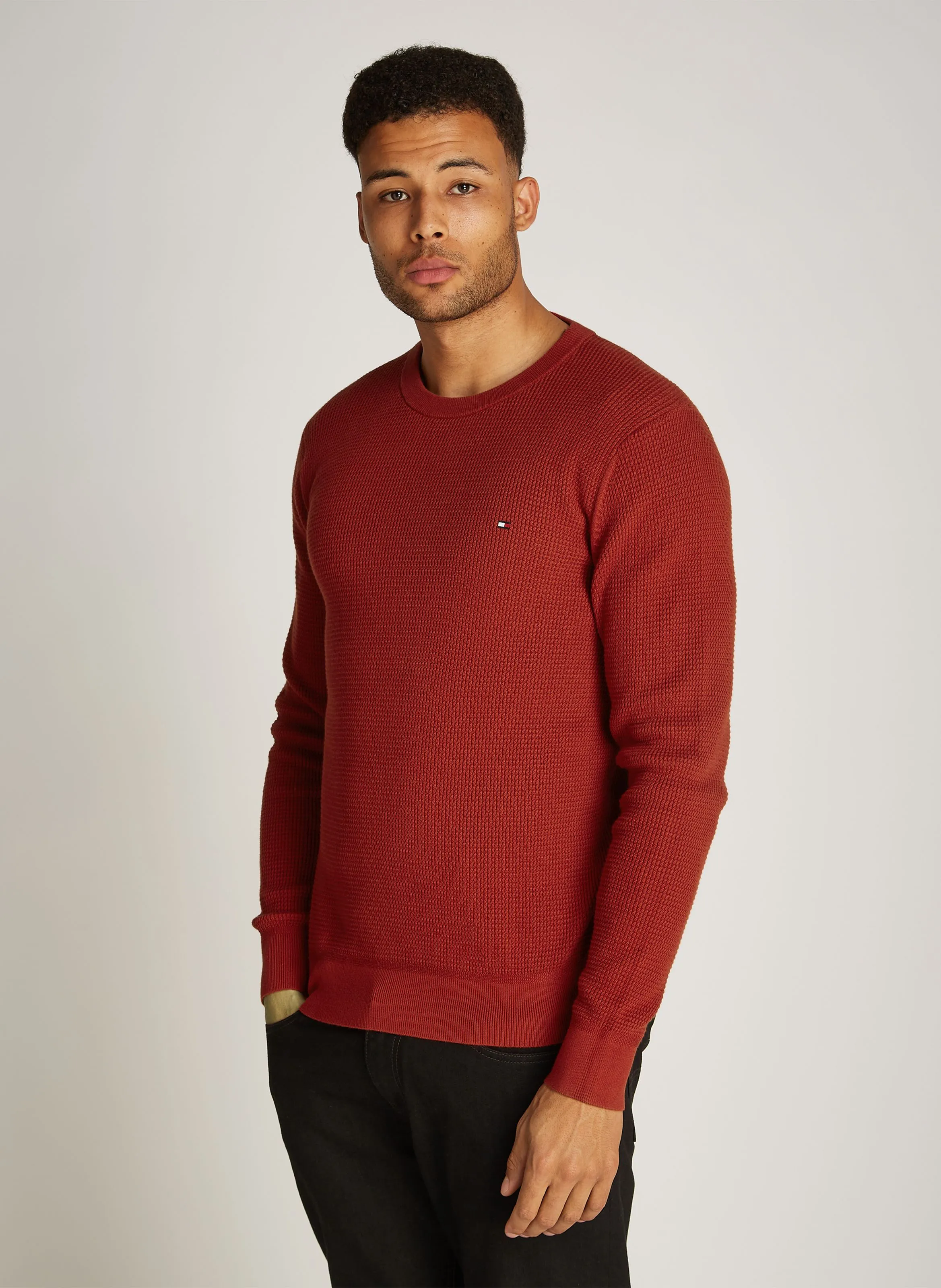  TOMMY HILFIGER   Maglione scollo tondo in cotone biologico | Rosso