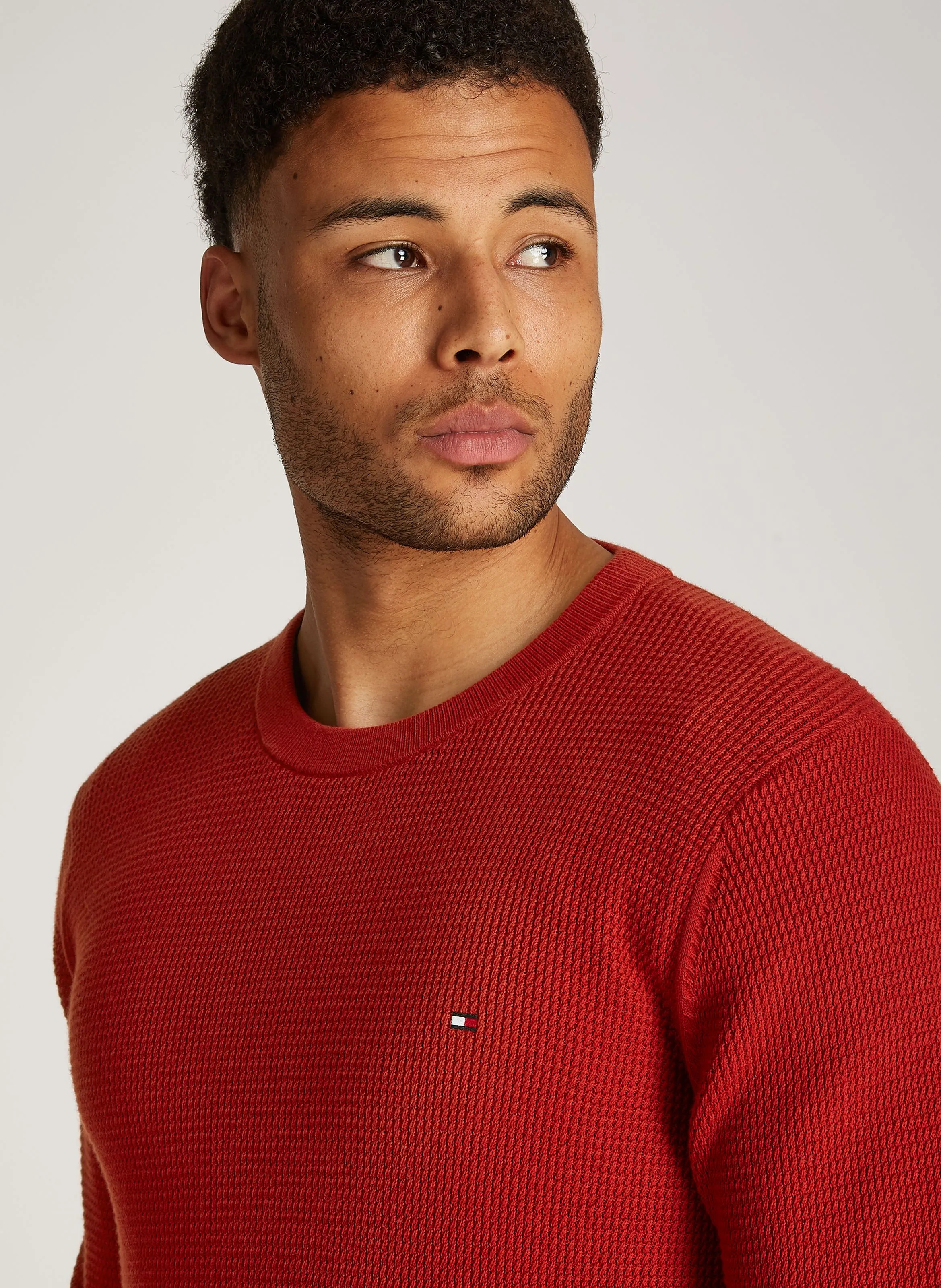  TOMMY HILFIGER   Maglione scollo tondo in cotone biologico | Rosso