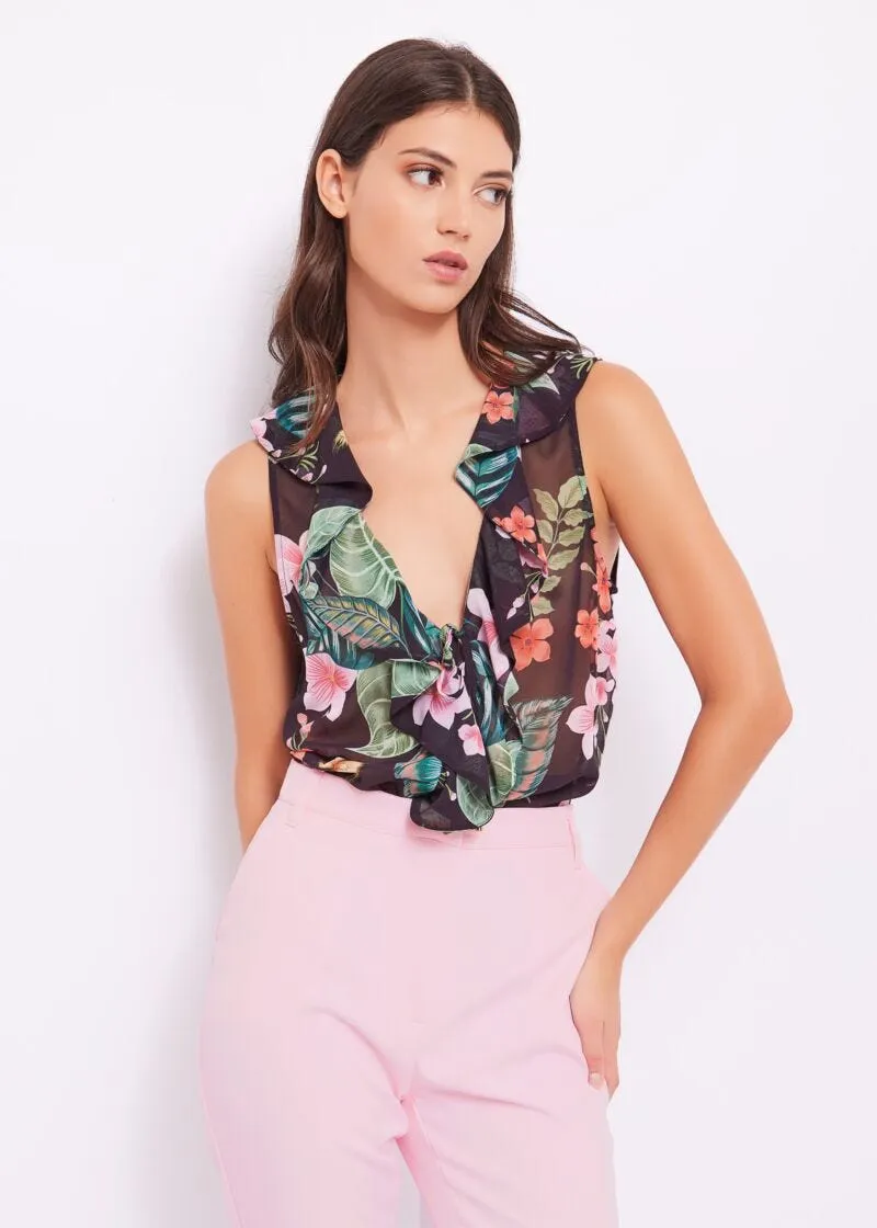 Top floreale in georgette