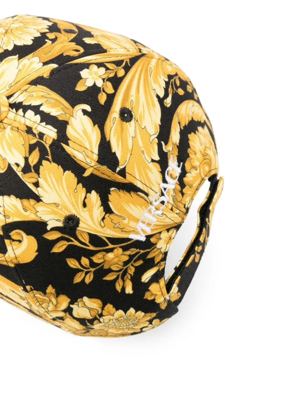 Versace-Cappellino con stampa Barocco con logo ricamato